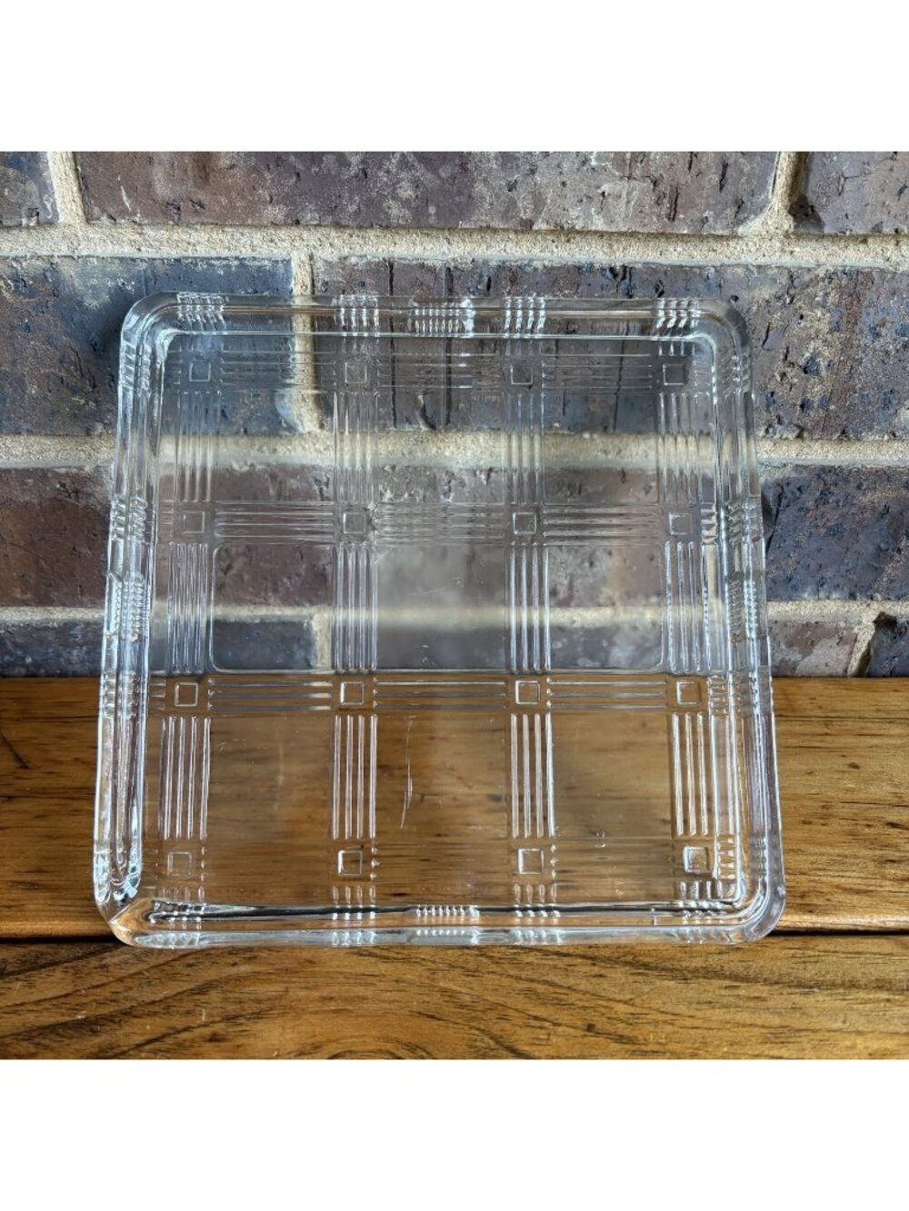 Vintage Hazel Atlas Criss Cross Pattern 8.5" Lid Clear READ FOR FLAWS
